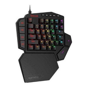 Tastatura gaming mecanica one-hand Redragon Diti, RGB, Negru