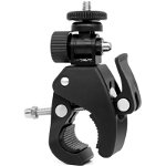 Suport bicicleta Camera Holder pentru camere video sport, Rotire 360 grade, Clama 43mm, Negru