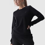 Hanorac de trening fără fermoar și glugă pentru femei - negru, 4F Sportswear