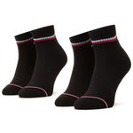 Tommy Hilfiger, Set de sosete scurte cu logo - 2 perechi, Negru/Rosu, 47-49