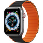 Curea pentru Apple Watch 1,2,3,4,5,6,7,8, SE, SE 2 Ultra 42,44,45,49mm - Dux Ducis LD Series - Negru, portocaliu