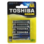 Set 4 baterii alcaline Toshiba, LR06, AA, 1.5V, Multicolor