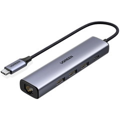 Adaptor HUB 5-in-1 UGREEN CM475, USB - 3x USB 3.0, 1x USB-C PD, 1x RJ45, Gri        Cod produs: UGR-137661