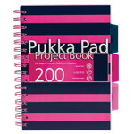 Caiet cu spirala si separatoare Pukka Pads Navy Project Book A5 200 pag matematica roz, Pukka Pad