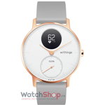 Ceas smartwatch Withings Steel HR 36mm, Grey Silicone Band, Rose Gold