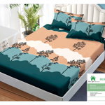 Husa de pat cu elastic 140x200 din Bumbac Finet + 2 Fete de Perna - Peisaj, 