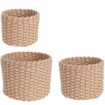 Set 3 cosuri pentru depozitare, Beige Round, hartie impletita, Bizzotto