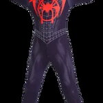 Costum Pentru Copii, Marvel, Spiderman, Miles Morales, Lycra, 3-4 ani, 105-115 cm, Negru/Rosu, Marvel