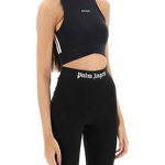 Palm Angels Cropped Top With Side Bands BLACK WHITE, Palm Angels