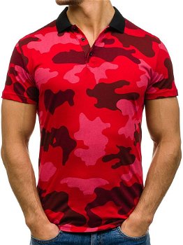 Tricou polo pentru bărbat camuflaj-roșu Bolf 1126, BOLF