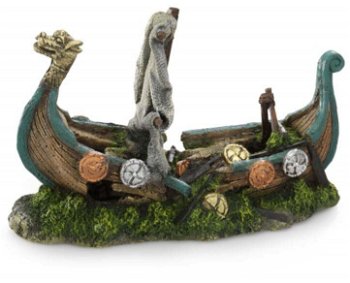 AQUA D'ELLA Decoraţiune pentru acvarii Barca Vikingilor 25,5x10,5x16,5cm, Aqua D'ella