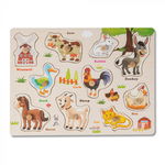 Puzzle din Lemn cu Pui de Animale Domestice Montessori, Nurio