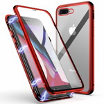 Husa 360 magnetic glass (sticla fata spate) pentru iphone 7 plus red, Magnetic Glass