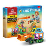 Magspace 81 Piese - Land Vehicles - Joc Magnetic Educativ de Constructie 3D