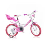 Bicicleta roz cu inimioare 16", Dino Bikes