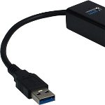 HUB USB Inter-Tech Argus IT-310, USB 3.0 - RJ45 Gigabit, 3 x USB 3.0 Negru, Argus