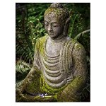 Tablou canvas statuie Buddha in nuante verde, maro, gri 1034 - Material produs:: Tablou canvas pe panza CU RAMA, Dimensiunea:: 80x120 cm, 