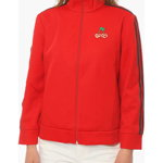 Gucci Jersey Zip-Up Sweatshirt With Logo Patch And Logoed Bands Red