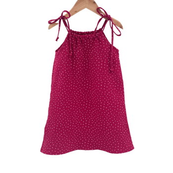 Rochie de vara cu snur pentru fetite, din muselina, Dots, 2-3 ani