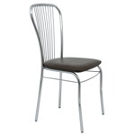 Scaun bucatarie tapitat maro IP15611 Depozitul de scaune Tulipan, tapiterie piele ecologica, cadru metal argintiu, max. 100 kg, 40 x 48 x 89 cm, Depozitul de scaune