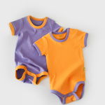 Set 2 body-uri Ribana Bebe Unisex din bumbac organic si 5%elastan - Galben/Mov BabyCosy, BabyCosy