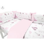 Set lenjerie patut 5 piese cu pilota si perna din bumbac pentru patut 120x60 cm baby shower pink MimiNu, MimiNu