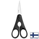 Foarfeca de bucatarie cu deschizator de sticle Fiskars Essential, 20 cm, Negru