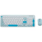 Kit tastatura si mouse Wireless PROMATE Pastel, USB, albastru deschis
