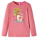 Tricou pentru copii cu mâneci lungi, roz antichizat, 128, vidaXL
