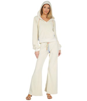 Imbracaminte Femei Michael Lauren Amari V-Neck French Terry Pullover Hoodie Ivory, Michael Lauren