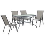 Set de gradina masa si scaune 5 bucati Valor-Calan metal negru-textilena gri inchis 110x60x70cm, Pako World