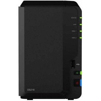 Network Attached Storage SYNOLOGY DS218, 1.4GHz, 2GB, 2-Bays, negru