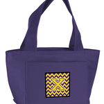 Caroline`s Treasures Carolines Comorile CJ1041-XPR-8808 Scrisoare X Chevron Purple și Gold Lunch Bag Violet Large, 