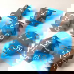 Chessex Opaque Light Blue with White Polyhedral 7 Die Set 25416, Chessex