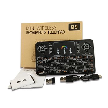 Tastatura Wireless Techstar® Q9 Iluminata RGB, QWERTY, Plug&Play, Tochpad, Tastatura, Mouse
