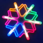 Decoratiune Craciun Fulg de Nea, Neon LED, 2 Fete, 60x60cm, Multicolor, Tenq.ro