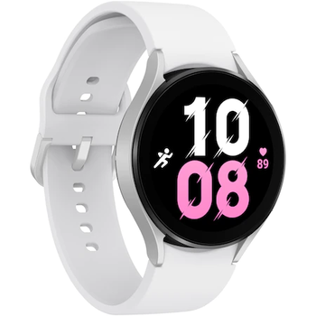 Smartwatch Samsung Galaxy Watch 5 SM-R910, Procesor Exynos W920, ecran 1.4", 1.5GB RAM, 16GB Flash, Bluetooth 5.2, Carcasa Aluminiu, 44mm, Bratara silicon, Waterproof 5ATM (Argintiu)