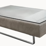 Masuta Gamma Fox T58 cu top piele categoria E si sticla baza metalica 140x100cm h35cm Made in Italy, Gamma Arredamenti