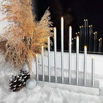 Decoratiune Craciun Sfesnic lumanari Advent cu led, 9 lumanari, argintiu, Springos