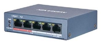Switch cu 4 porturi PoE Hikvision DS-3E0105P-E, 1000 MAC, 0.74 Mbps, fara management