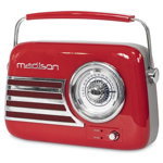 Radio FM portabil Nostalgia, 15 W, Bluetooth/Aux, Rosu, Madison