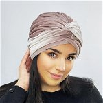 Turban din catifea rafinat de dama DIANA marime 58-60,  culoare cappucinno captuseala polar