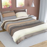 Lenjerie de pat, din crep, Dungi bej, 200 x 220 cm, 2 buc. 70 x 90 cm