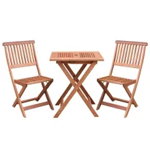 Set pliabil masa cu 2 scaune pentru balcon sau gradina, Strend Pro Caracas, lemn de meranti, max.150 Kg, maro