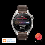 Smartwatch Huawei Watch 3 Pro, Display AMOLED HD 1.43", 2GB RAM, 16GB Flash, Bluetooth, NFC, GPS, Wi-Fi, 4G, Carcasa Otel, Rezistent la apa 5 ATM, Andorid/iOS (Maro)