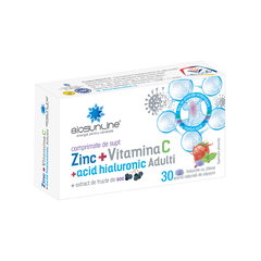 Zinc cu Vitamina C si Acid Hialuronic, 30 comprimate, BioSunLine
