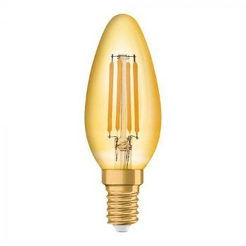 Bec LED Osram Vintage 1906 CL B FIL GOLD 35, E14, 4W, 410 lm, lumina calda (2400K), clasa energetica F