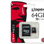 Card de memorie microSD 64Gb Kingstone Clasa 10, KINGSTON