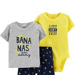 Carter’s Set 3 Piese bebe tricou, body si pantaloni scurti Banana