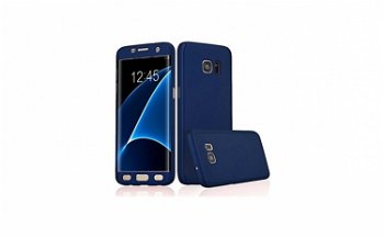 Husa 360 grade cu folie plastic inclusa, Samsung Galaxy S7 Edge, albastru